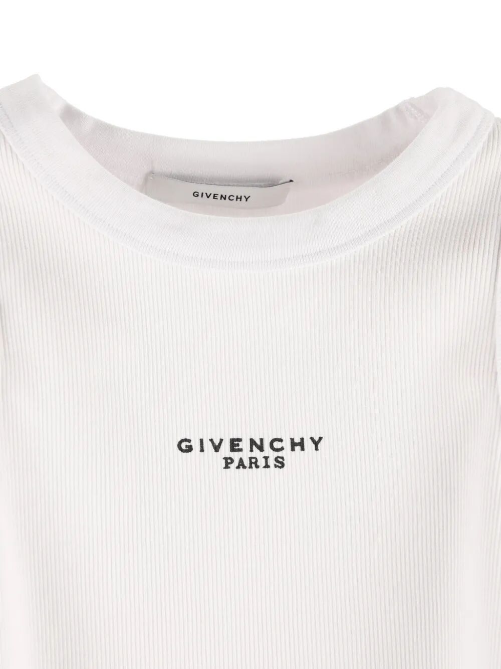 Givenchy Women Cotton Cropped Tank Top With Givenchy Paris Print GIVENCHY