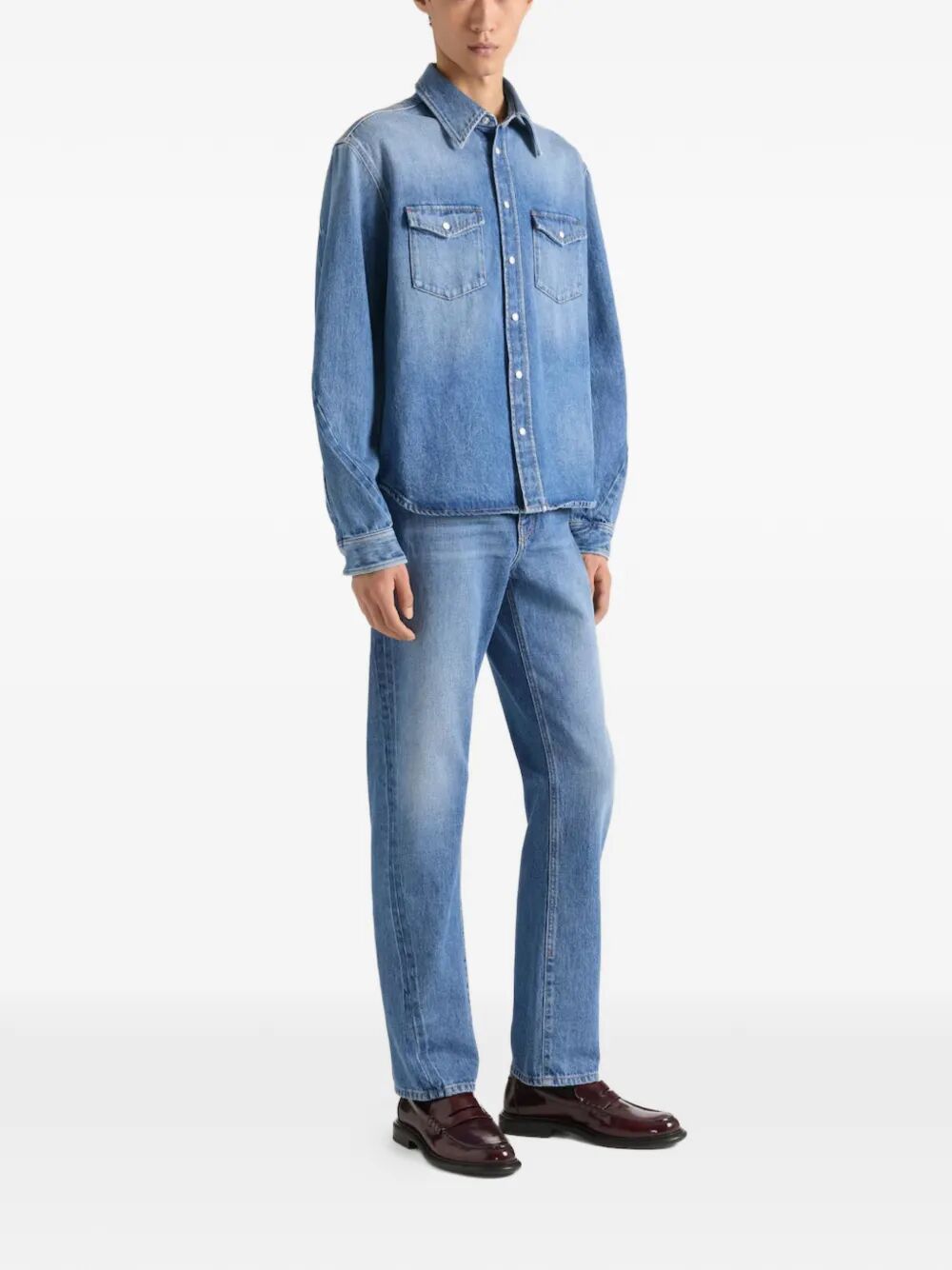 Givenchy Men Couture Seam Shirt In Shadow Washed Denim GIVENCHY
