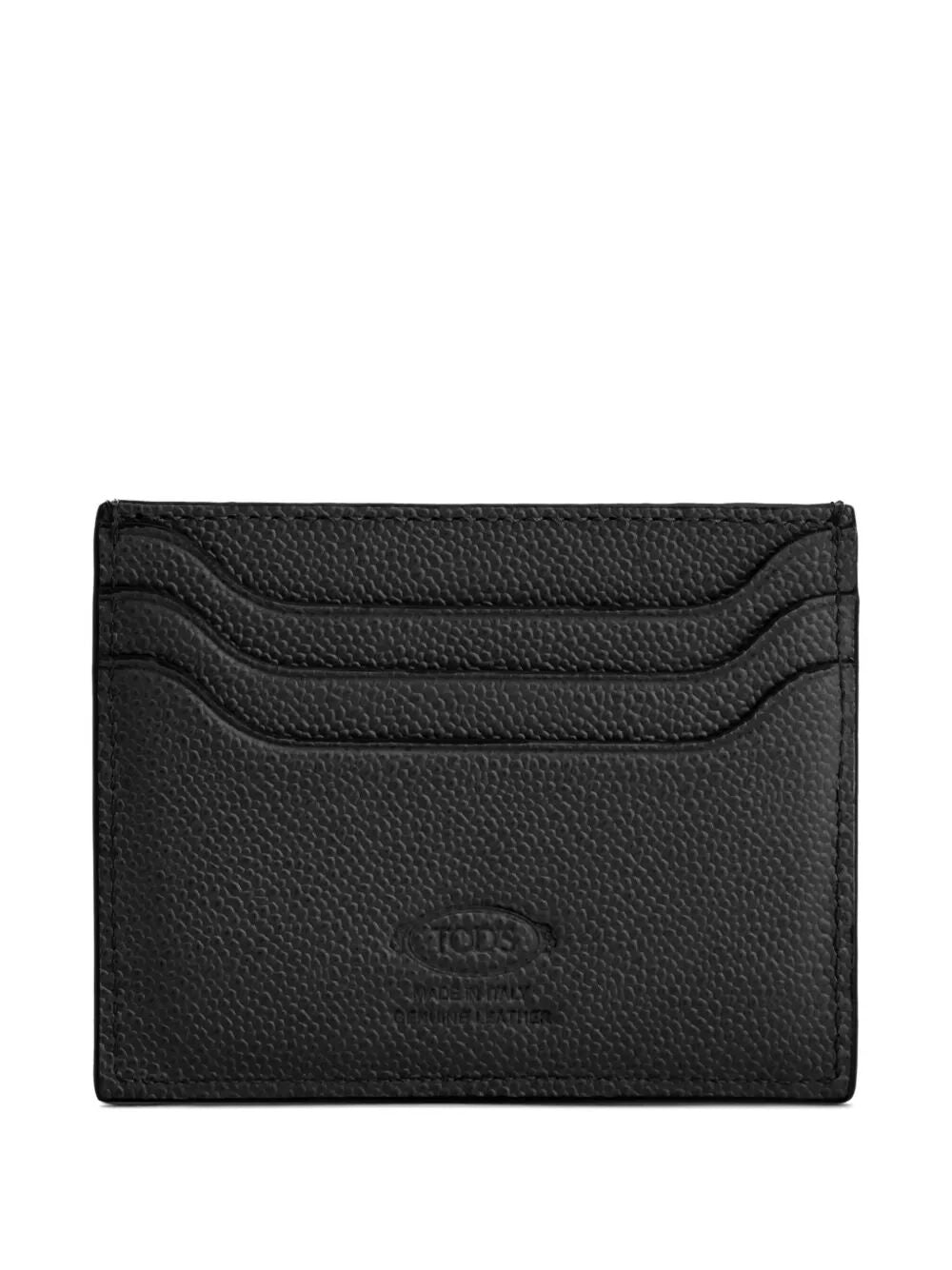 Tod's Men Grained Leather Cardholder With Metal T Timeless Logo