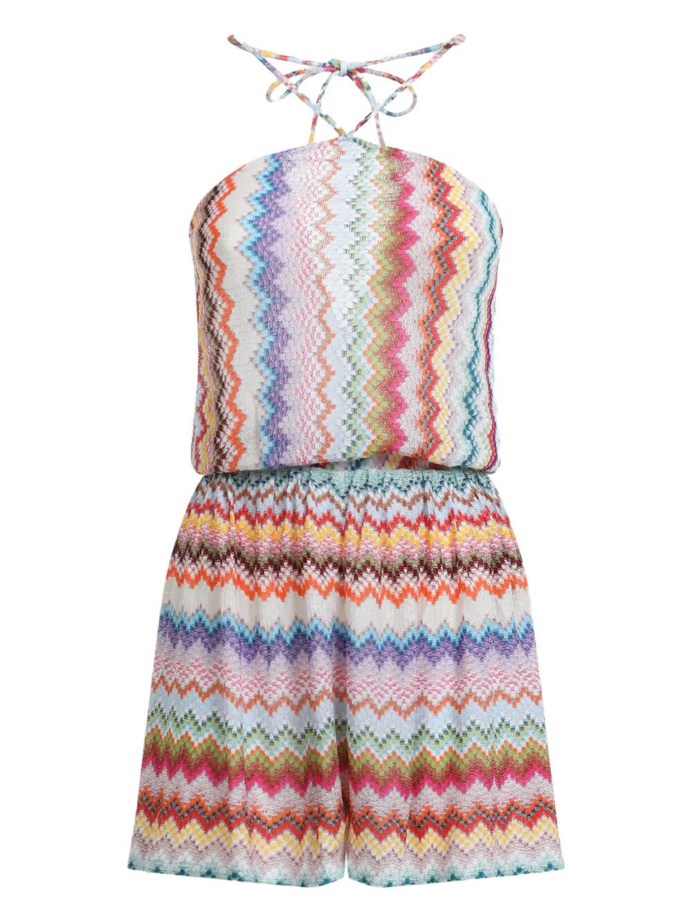 Missoni Women Short Jumpsuit In Lamé Viscose With Pixel-Effect Zigzag Pattern MISSONI