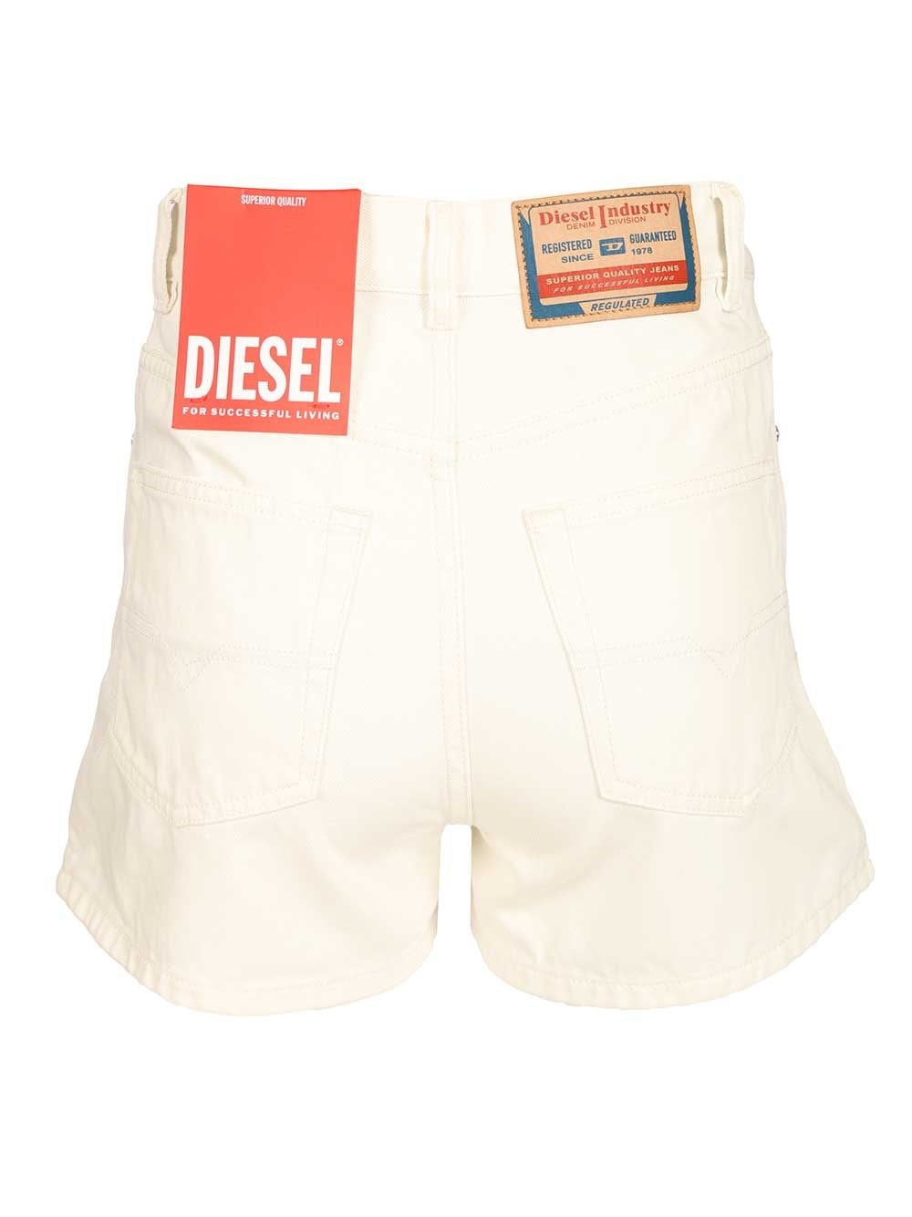 Diesel Women White Cotton Denim Shorts DIESEL
