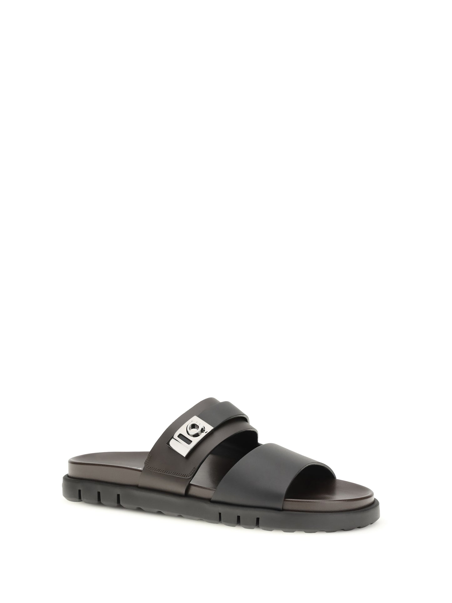 Ferragamo Men Double-Strap Leather Sandals FERRAGAMO