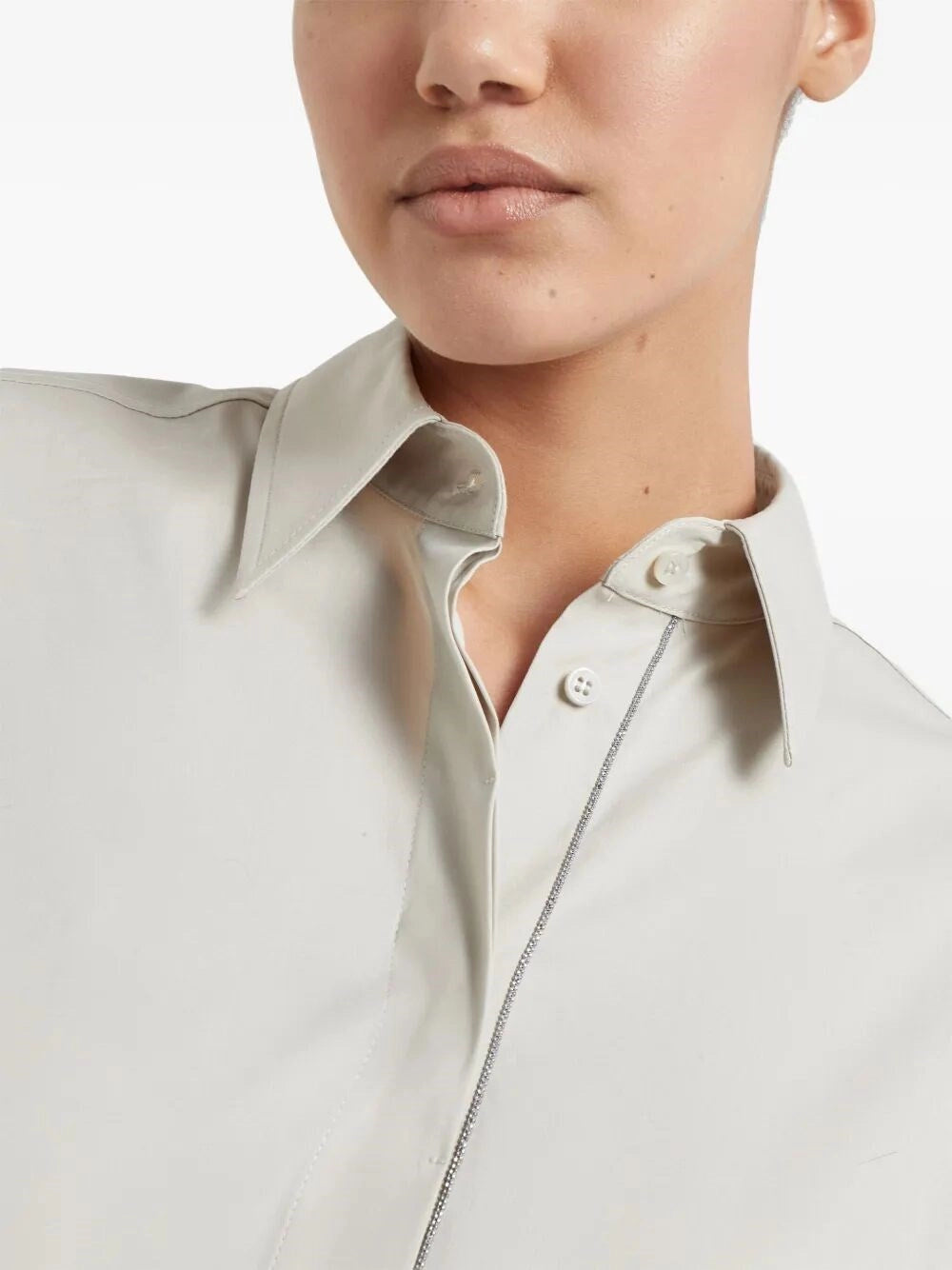 Brunello Cucinelli Women Blouse With Monili Trim BRUNELLO CUCINELLI