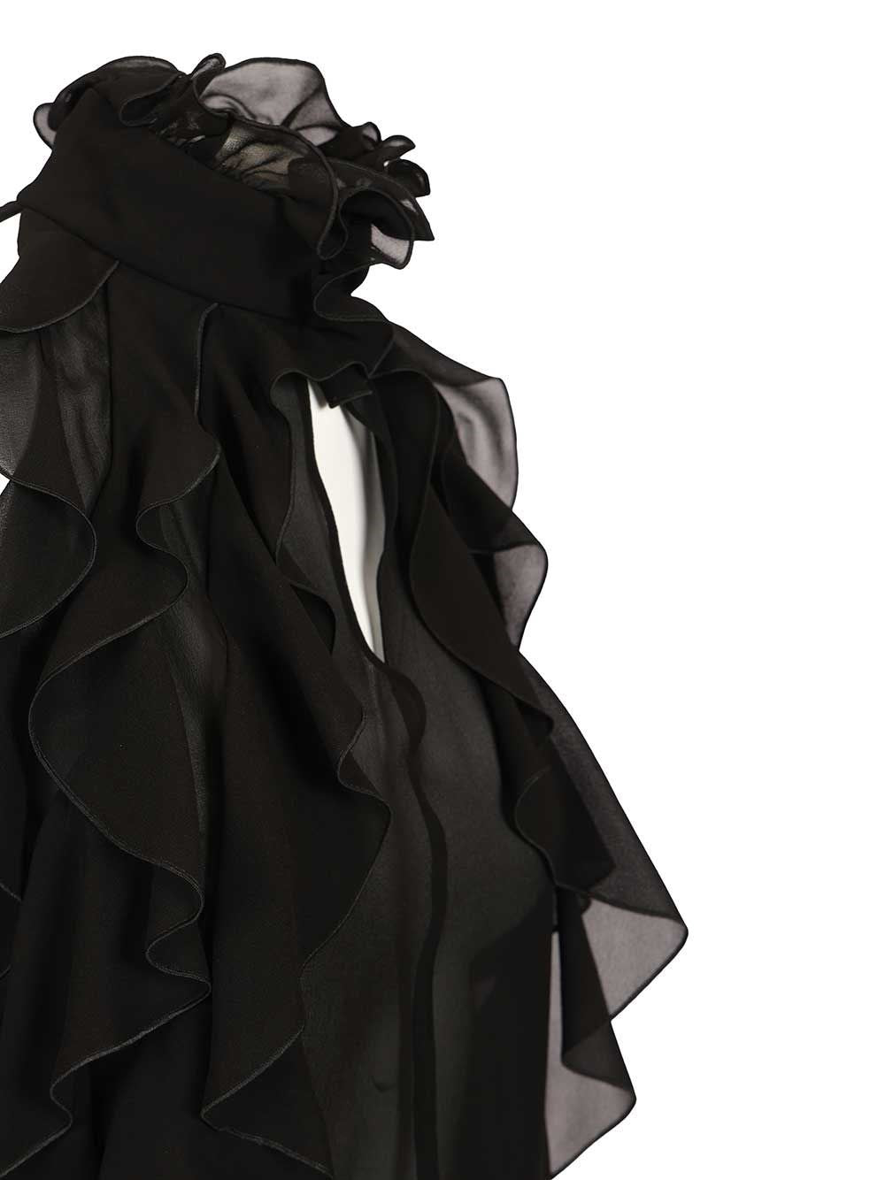 Mcqueen Women Cut-Out Top In Silk Georgette With Ruffles ALEXANDER MCQUEEN