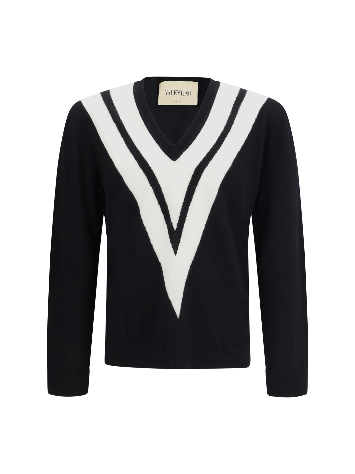 Valentino Men Sweater In Virgin Wool With Intarsia V Detail VALENTINO