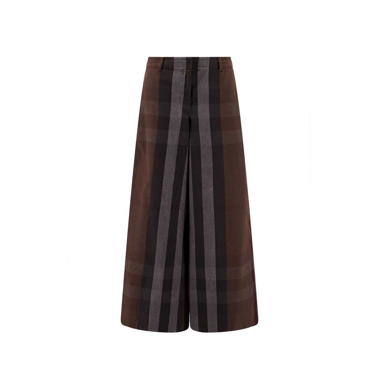 Burberry Checked Wide Leg Canvas Pants Women BURBERRY