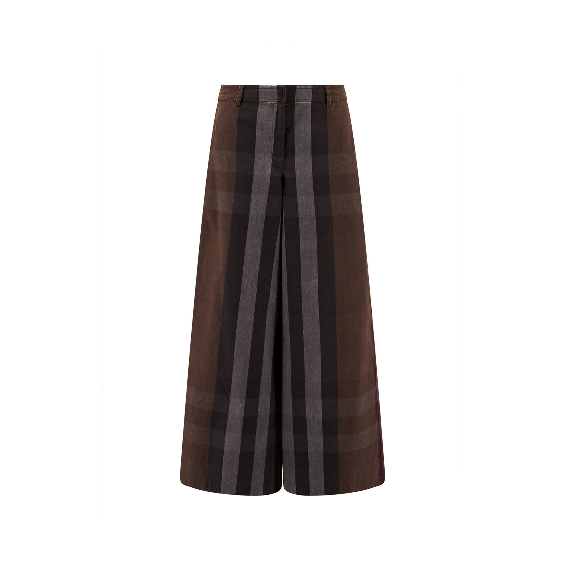 Burberry Checked Wide Leg Canvas Pants Women BURBERRY