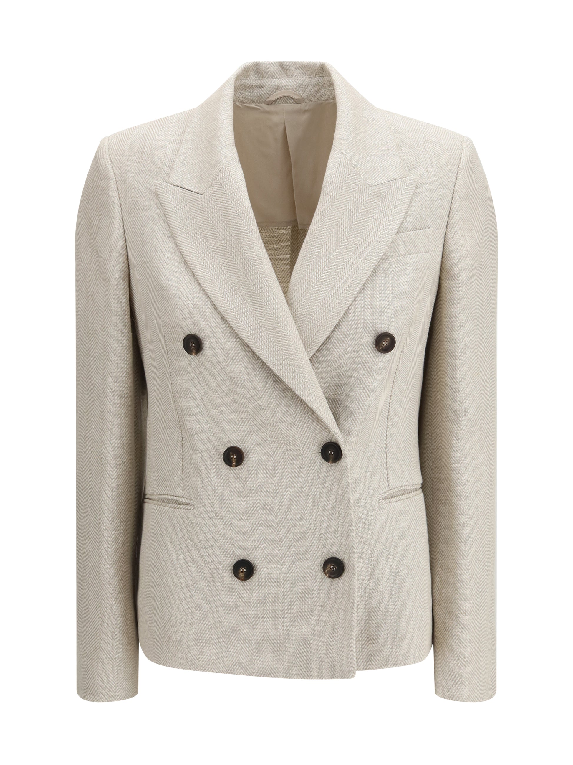 Brunello Cucinelli Women Button Herringbone Blazer BRUNELLO CUCINELLI