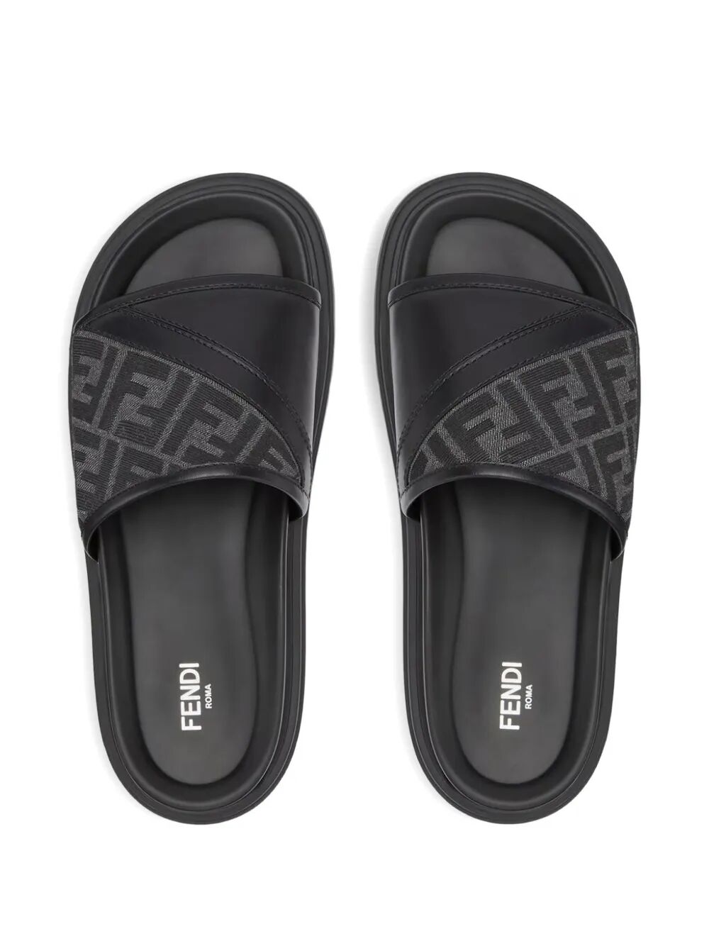 Fendi Men Fendi Diagonal Ff Jacquard Slides FENDI