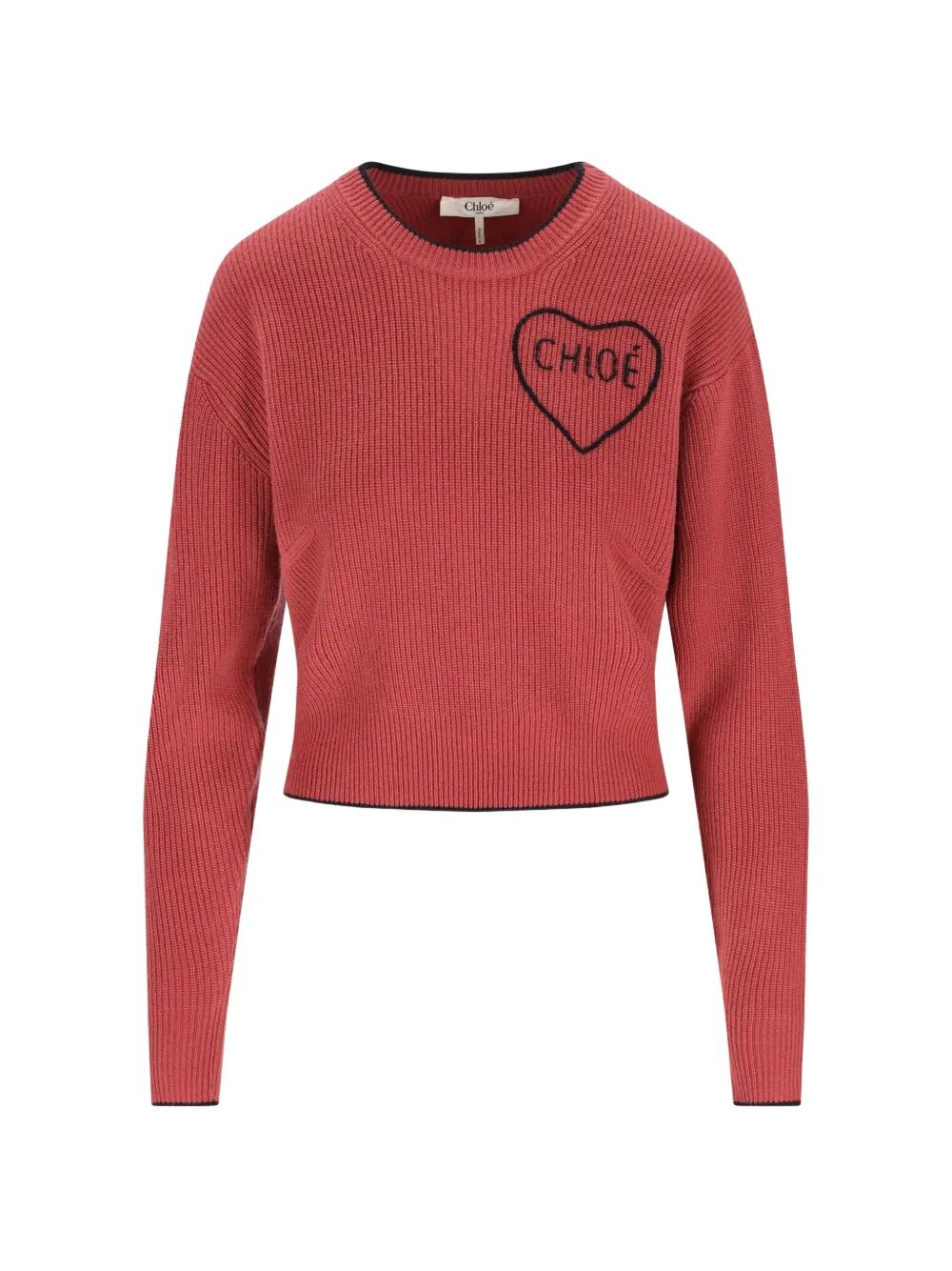 Chloe Women Cropped Fitted Wool Knit Logo Sweater CHLOE