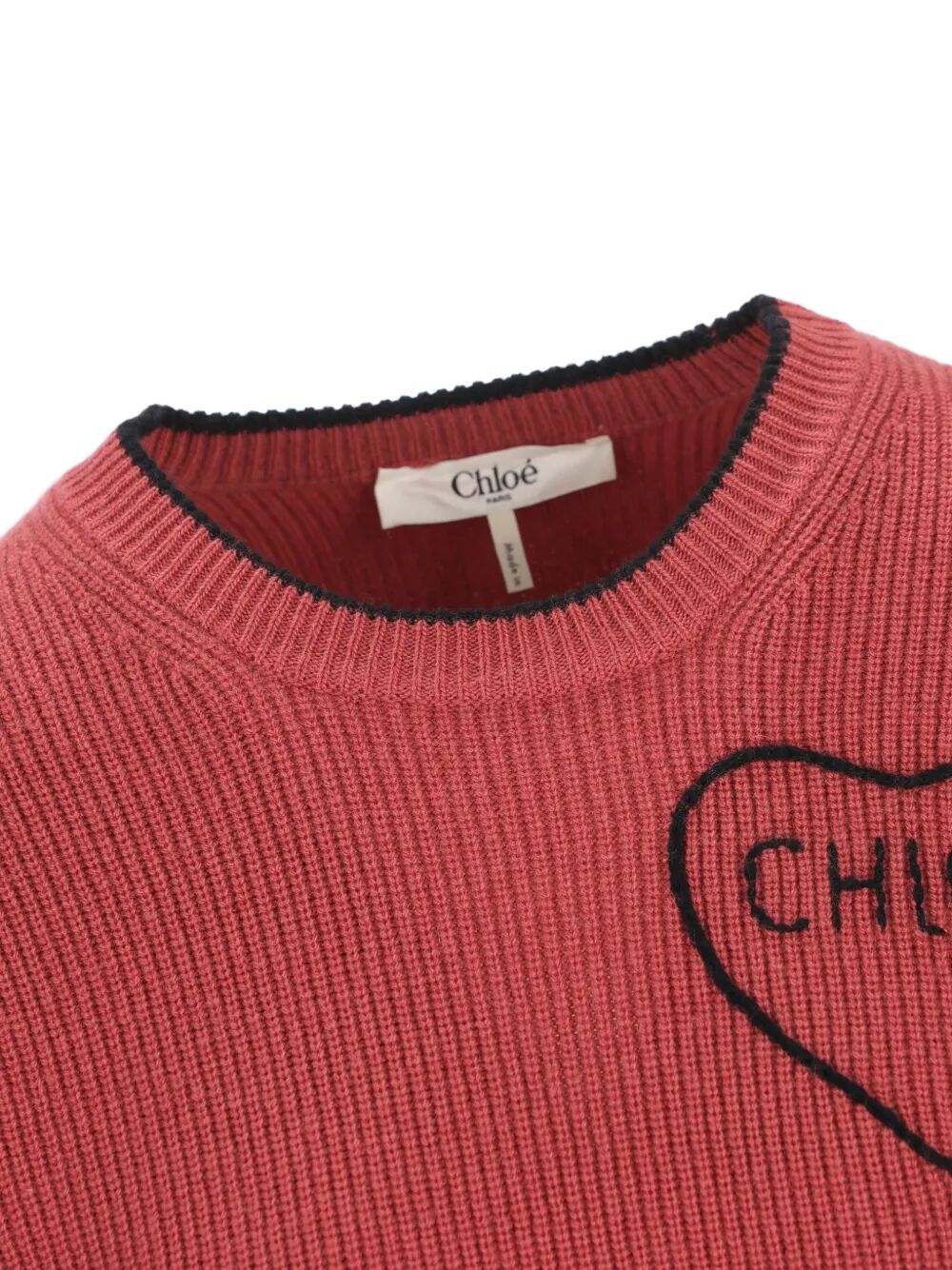 Chloe Women Cropped Fitted Wool Knit Logo Sweater CHLOE