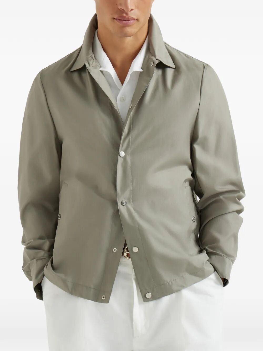 Brunello Cucinelli Men Bonded Silk Unlined Outerwear Jacket BRUNELLO CUCINELLI