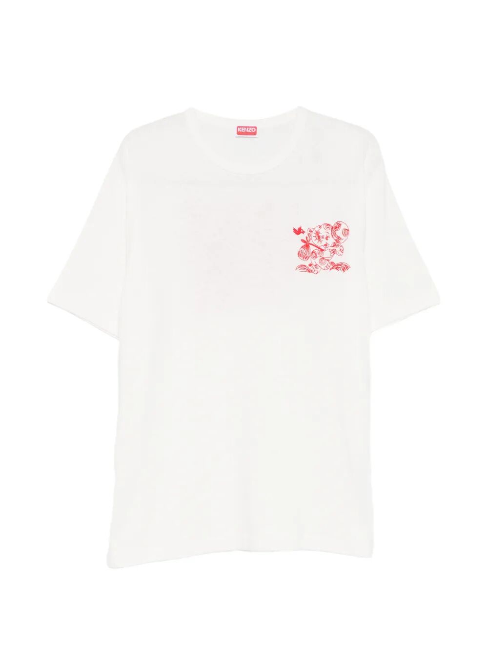 Kenzo Men `Kenzo Cartoon` Embroidered Outlined Cotton T-Shirt KENZO