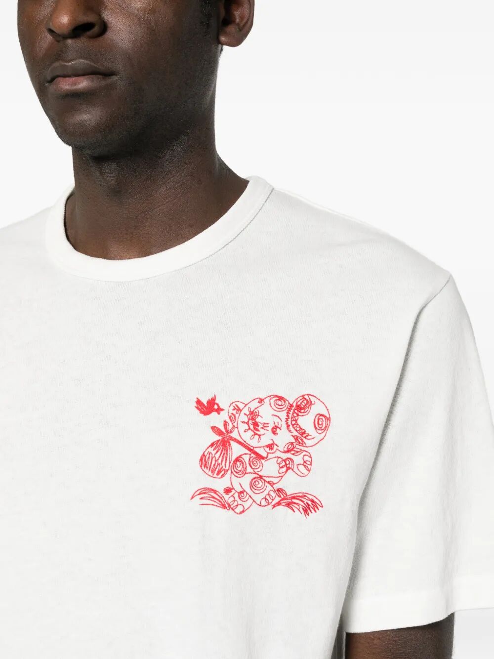 Kenzo Men `Kenzo Cartoon` Embroidered Outlined Cotton T-Shirt KENZO