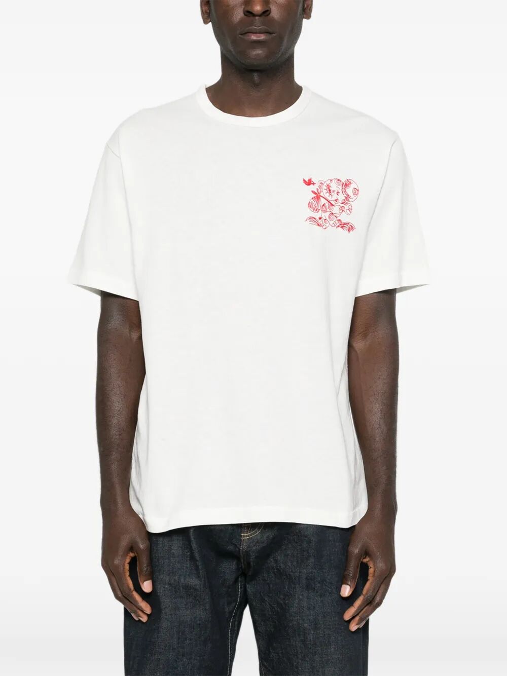 Kenzo Men `Kenzo Cartoon` Embroidered Outlined Cotton T-Shirt KENZO