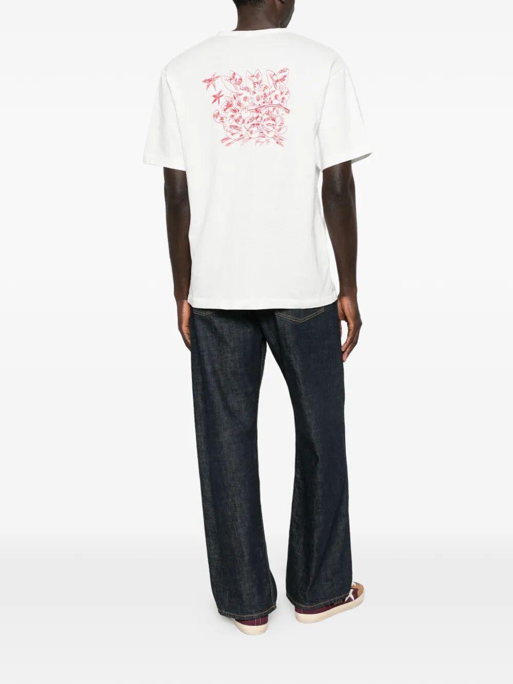 Kenzo Men `Kenzo Cartoon` Embroidered Outlined Cotton T-Shirt KENZO