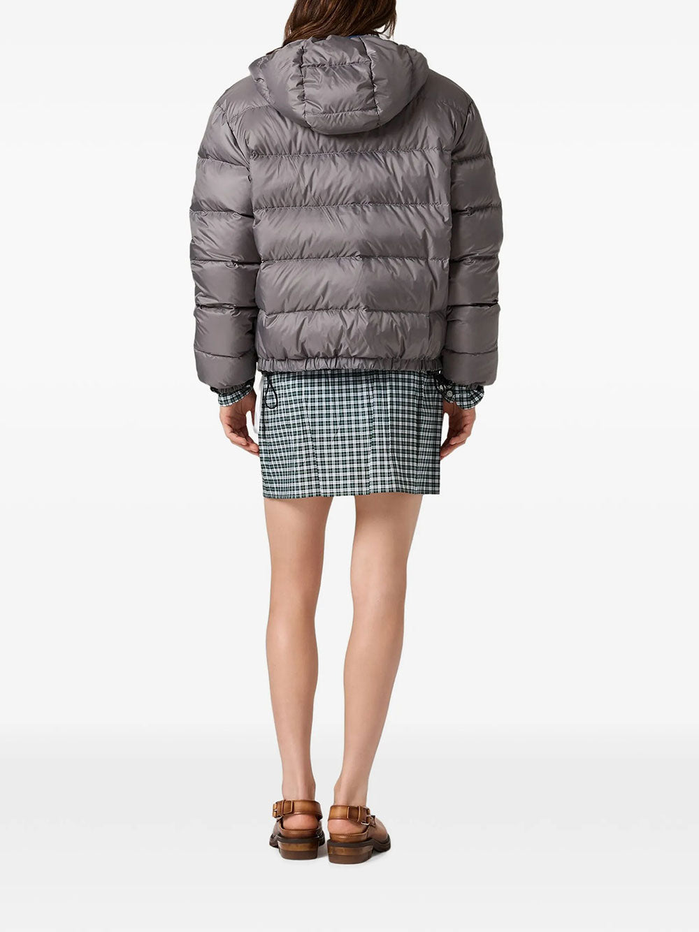 Miu Miu Women Light Pongé Down Hoodie Jacket MIU MIU