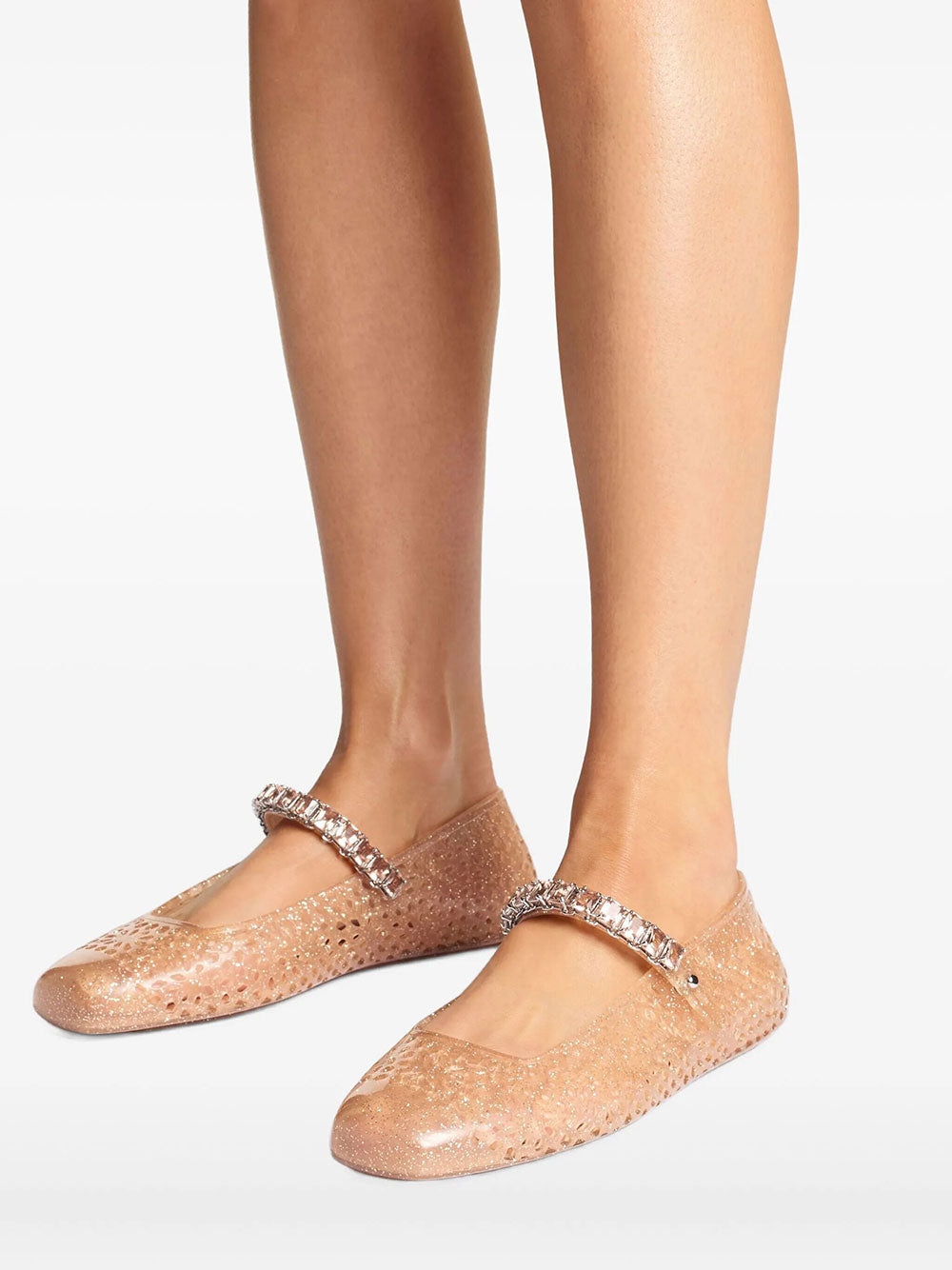 Jimmy Choo Women Clear Jelly Ballerina Flats With Crystal Embellishment JIMMY CHOO