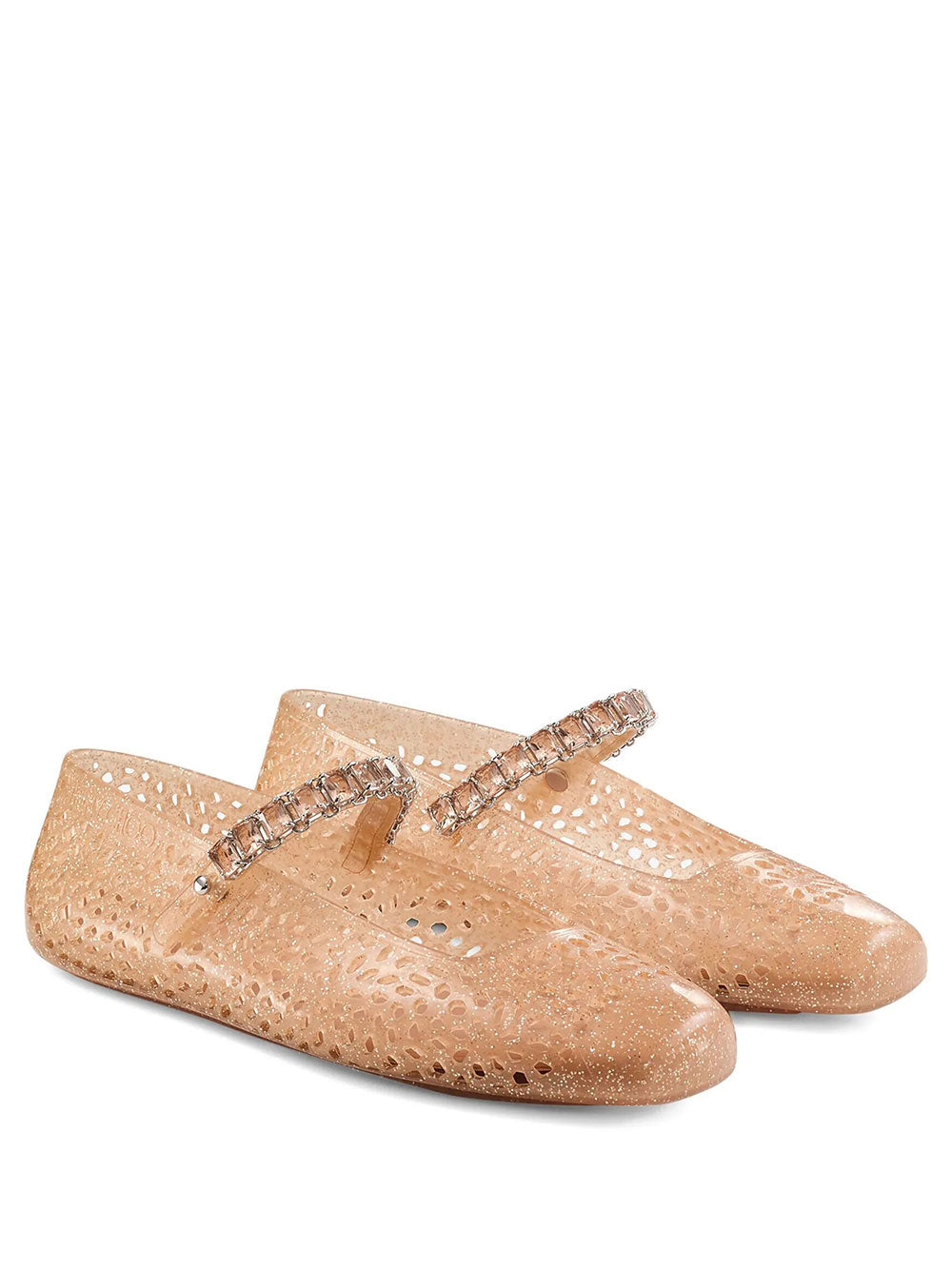 Jimmy Choo Women Clear Jelly Ballerina Flats With Crystal Embellishment JIMMY CHOO