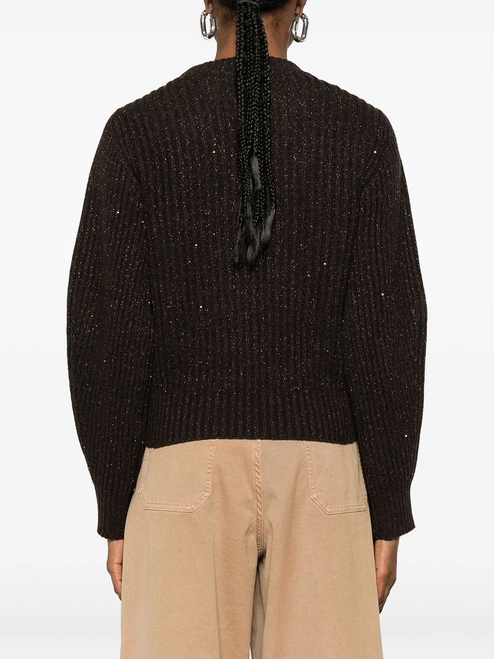 Brunello Cucinelli Women Sparkling & Dazzling Cashmere And Wool Ribbed Sweater BRUNELLO CUCINELLI