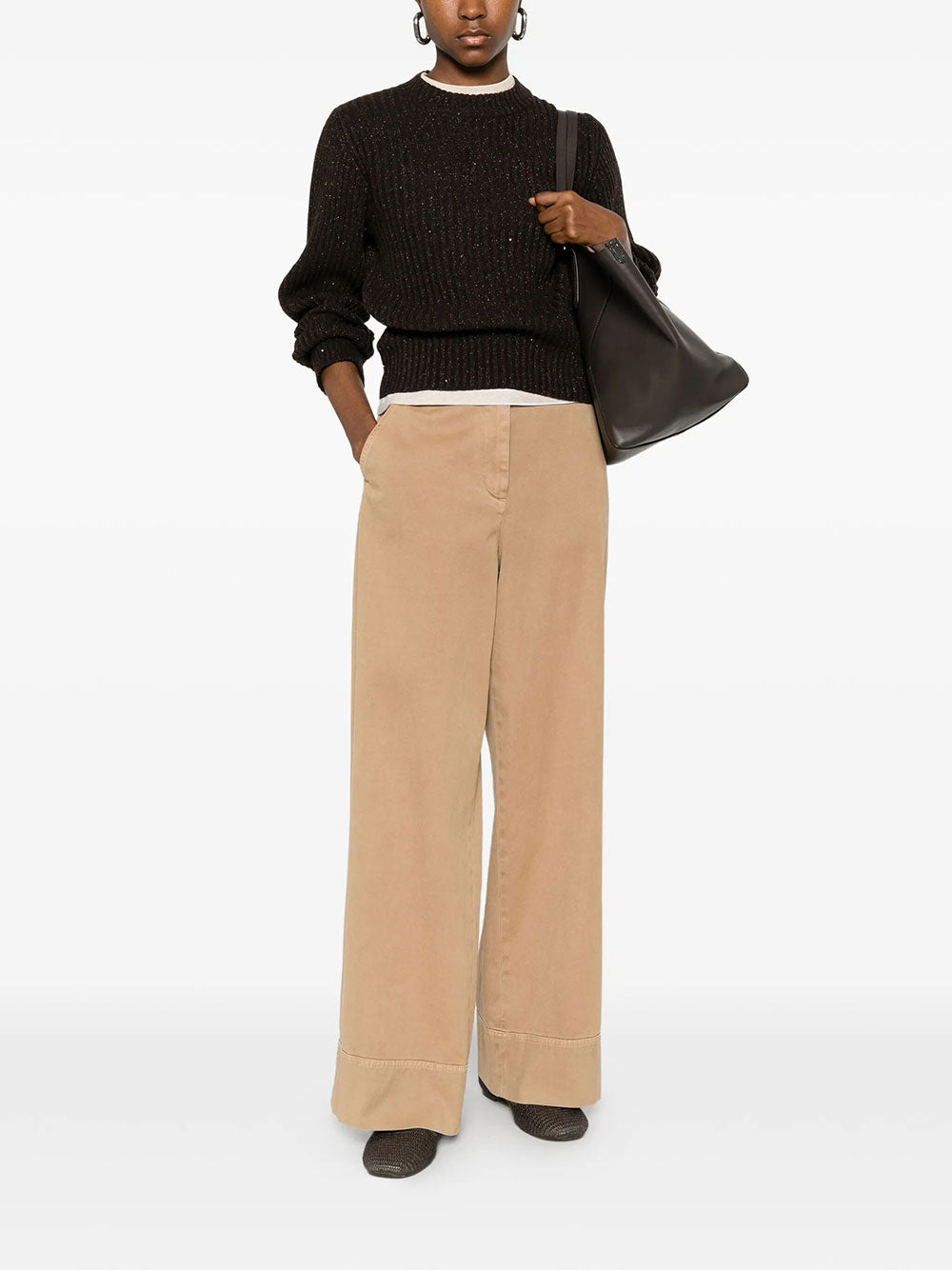 Brunello Cucinelli Women Sparkling & Dazzling Cashmere And Wool Ribbed Sweater BRUNELLO CUCINELLI