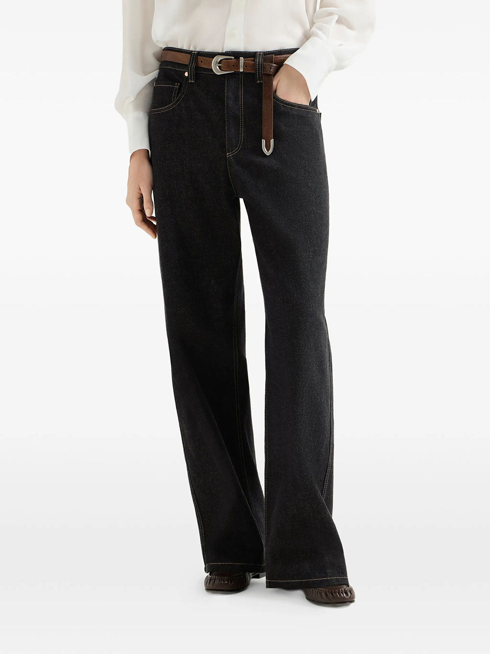 Brunello Cucinelli Women Pantalone Loose Barrel In Denim No Fade BRUNELLO CUCINELLI