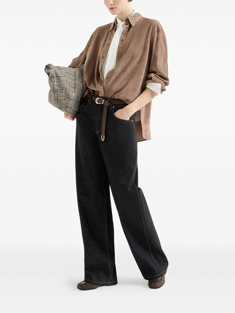 Brunello Cucinelli Women Pantalone Loose Barrel In Denim No Fade BRUNELLO CUCINELLI
