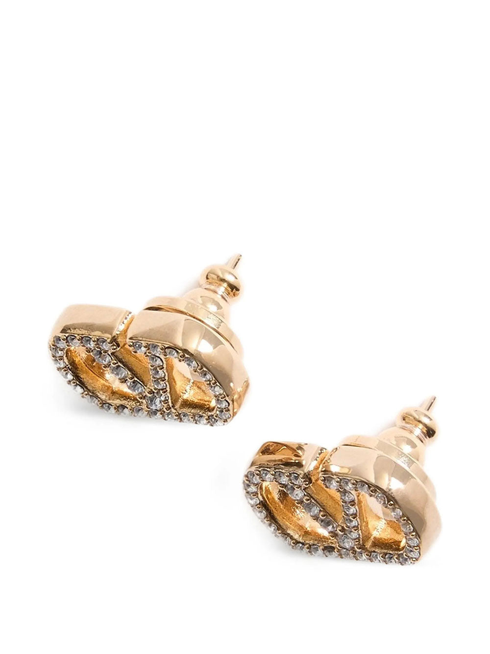 Valentino Garavani Women Orecchini Vlogo Signature In Metallo E Cristalli Swarovski® VALENTINO GARAVANI
