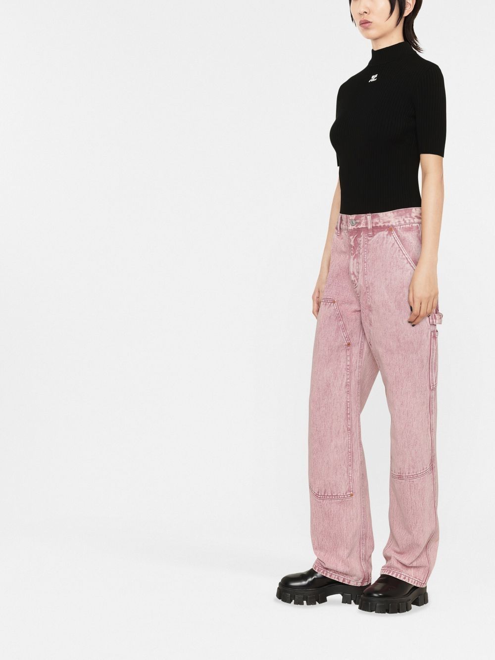 Courreges Women Reedition Short Sleeves Ribbed Knitted Sweater COURREGES