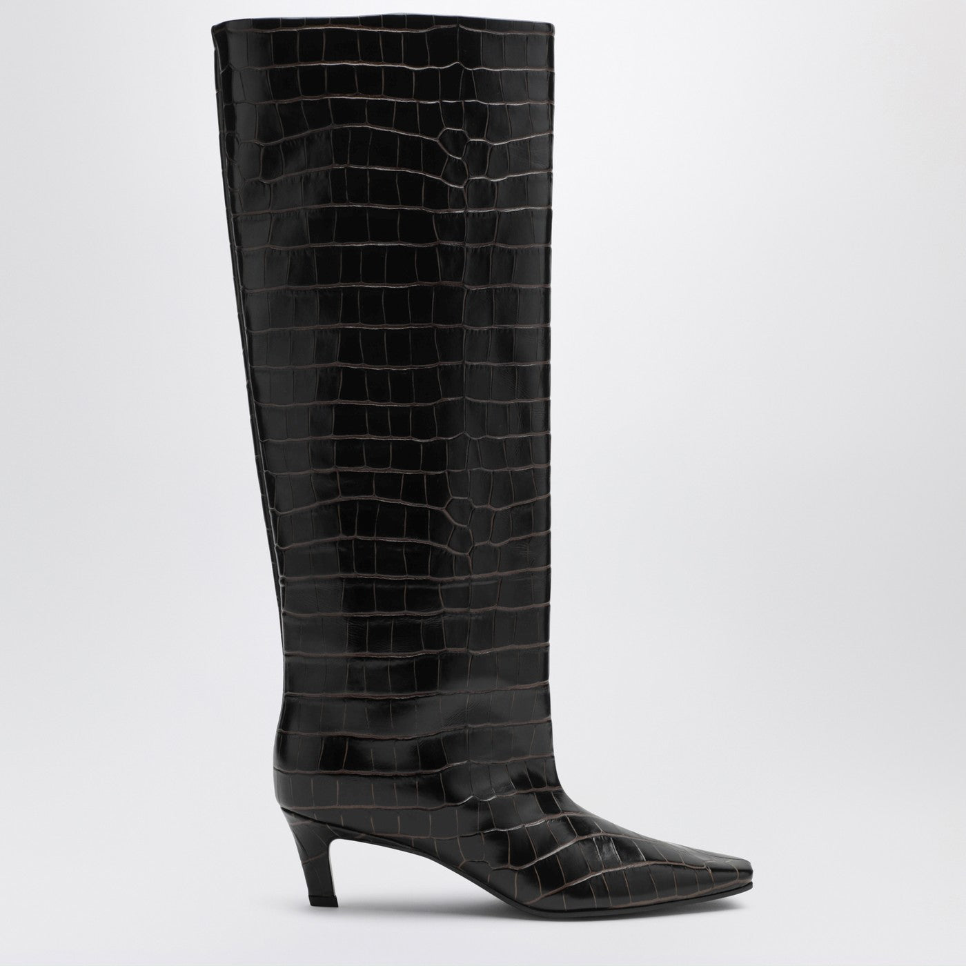 Toteme Brown Boots In Crocodile-Print Leather Women TOTEME