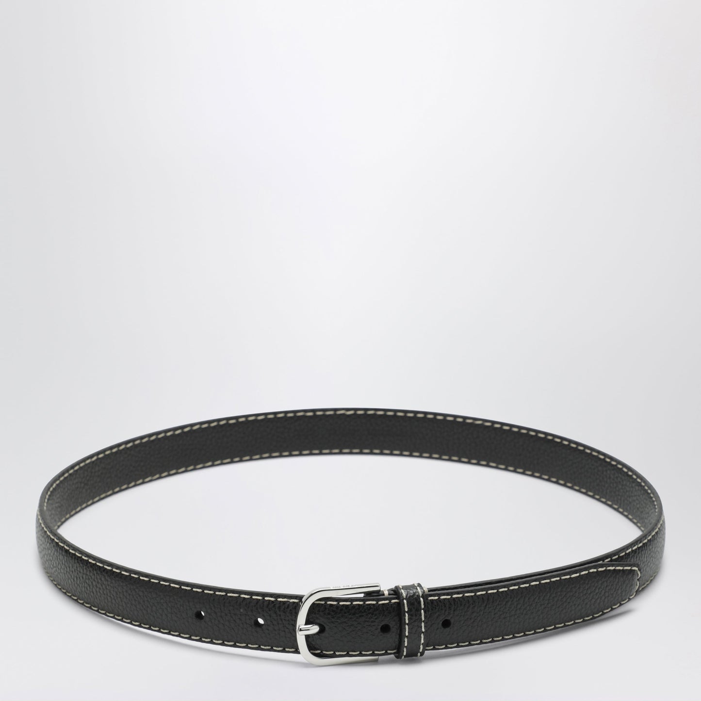 Toteme Slim Hammered Leather Belt In Black Women TOTEME