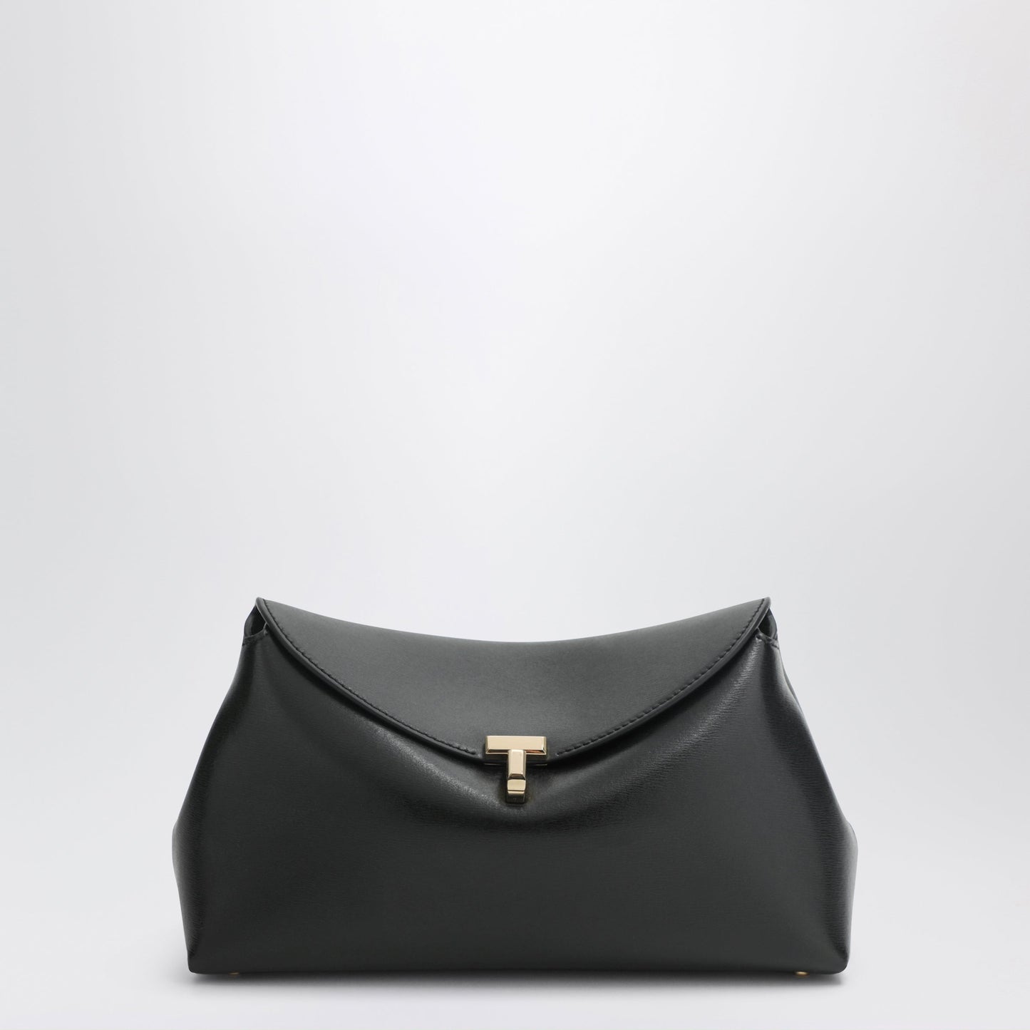Toteme Black Leather T-Lock Clutch Bag Women TOTEME