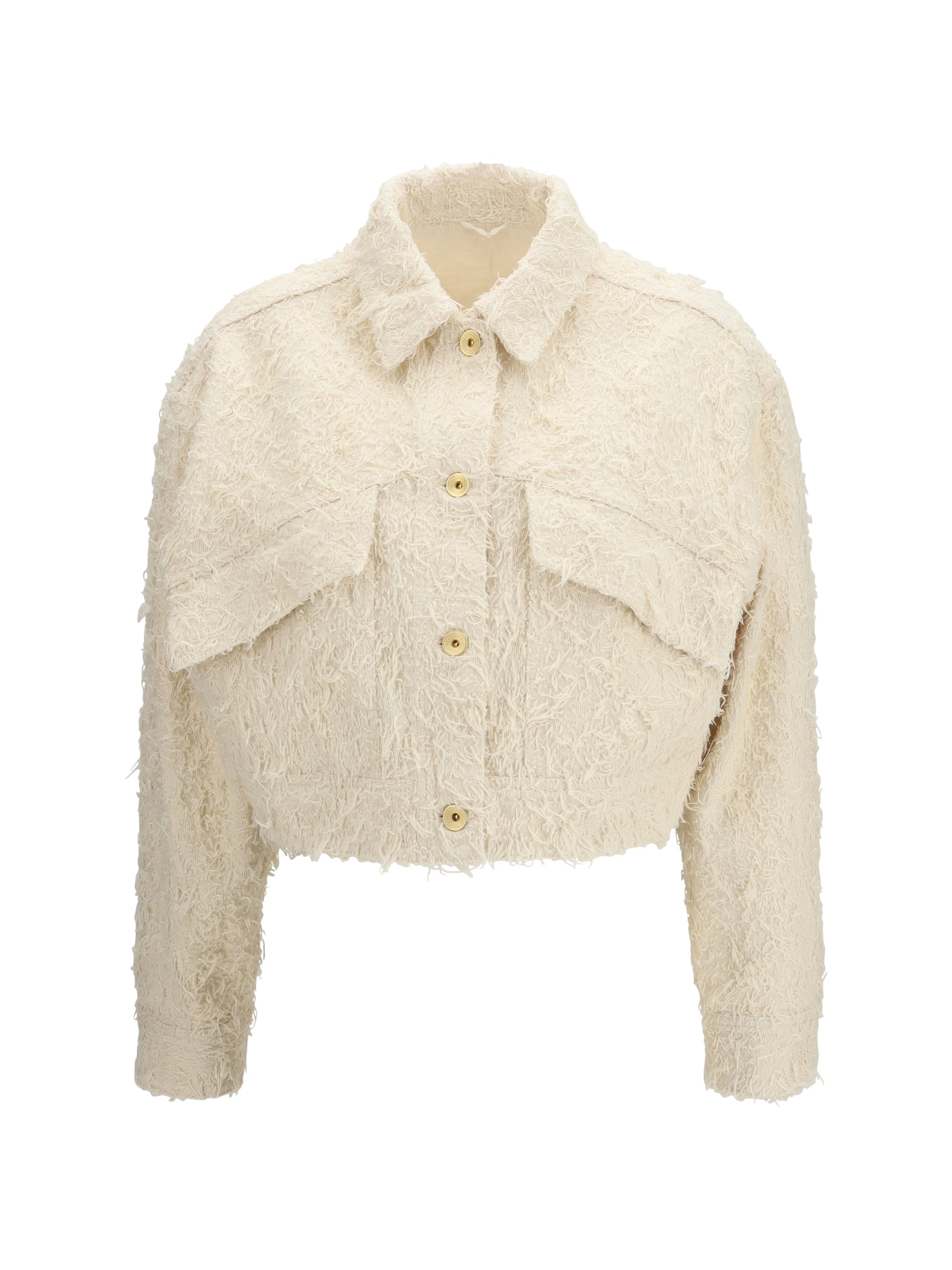 Brunello Cucinelli Women Fuzzy Dyed Denim Outerwear Jacket With Monili BRUNELLO CUCINELLI