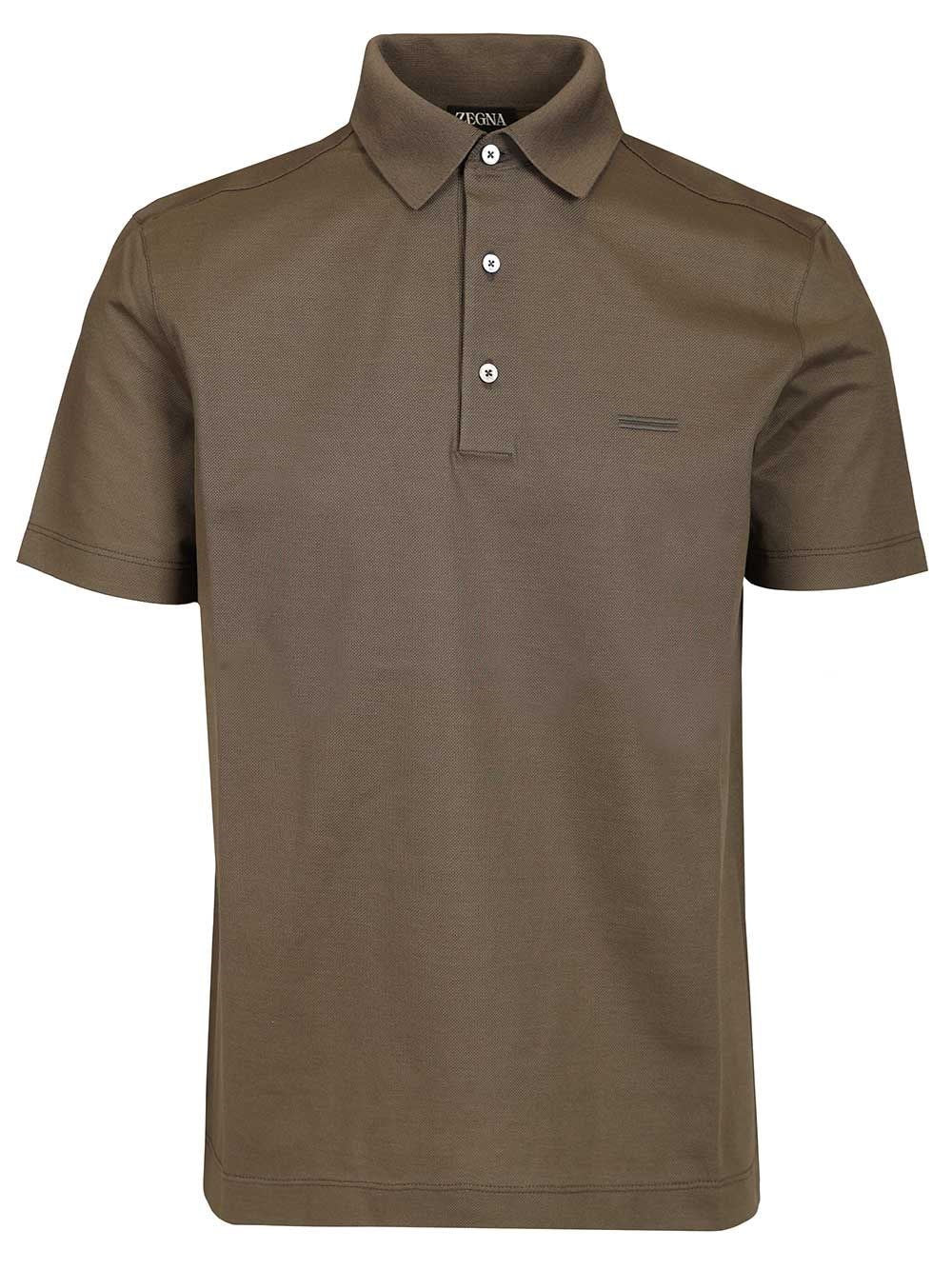 Zegna Men Short-Sleeved Cotton Polo Shirt ZEGNA