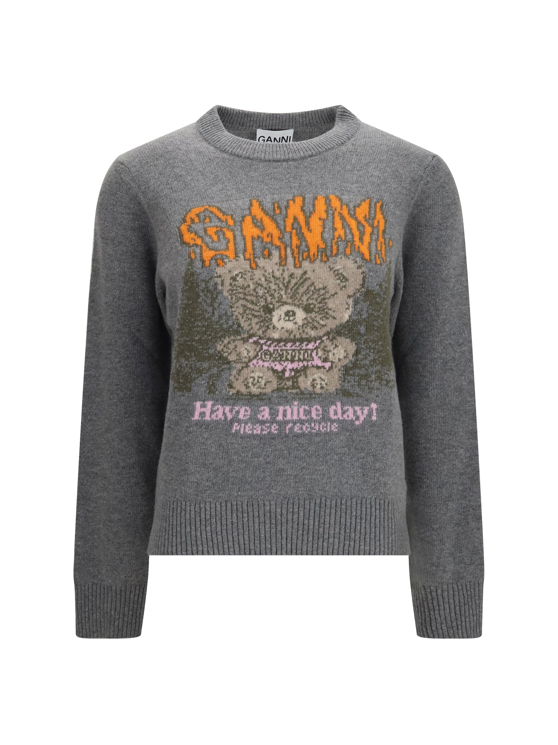 Ganni Women Teddy Wool Crewneck Sweater GANNI