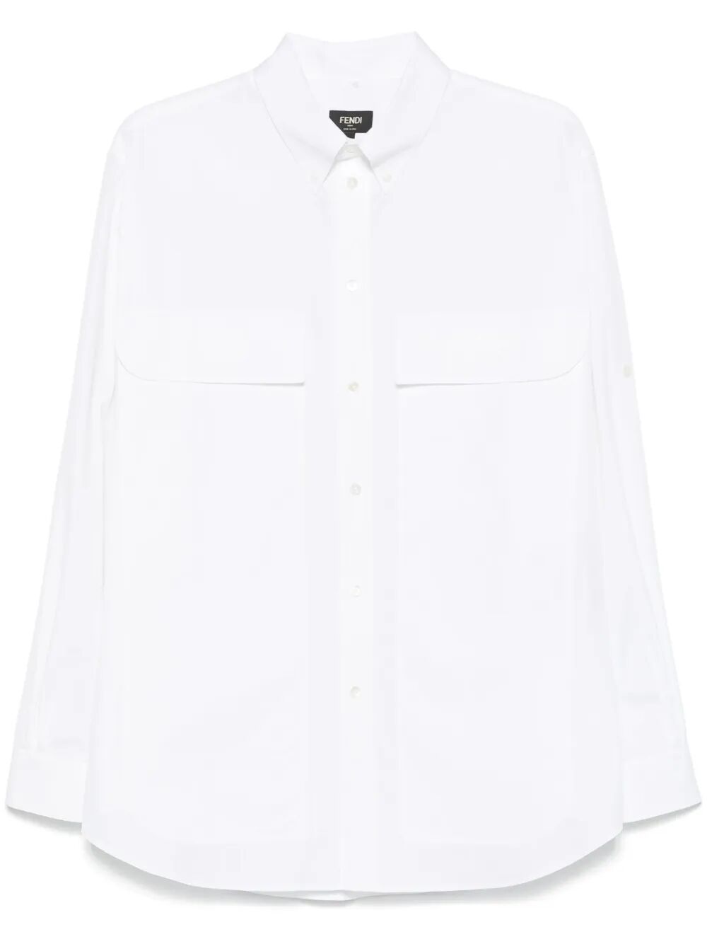 Fendi Men Topstitched Fendi Roma Lettering Cotton Shirt FENDI