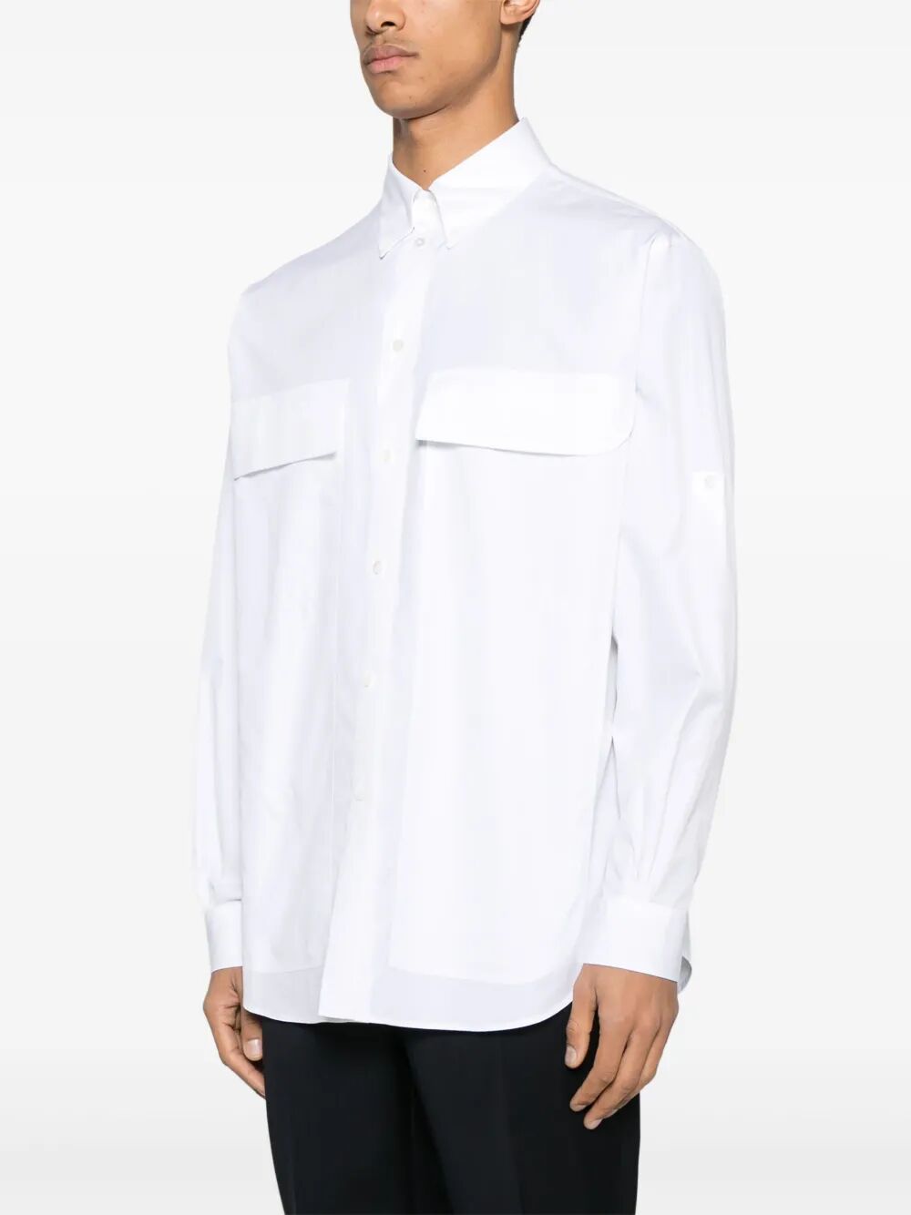 Fendi Men Topstitched Fendi Roma Lettering Cotton Shirt FENDI