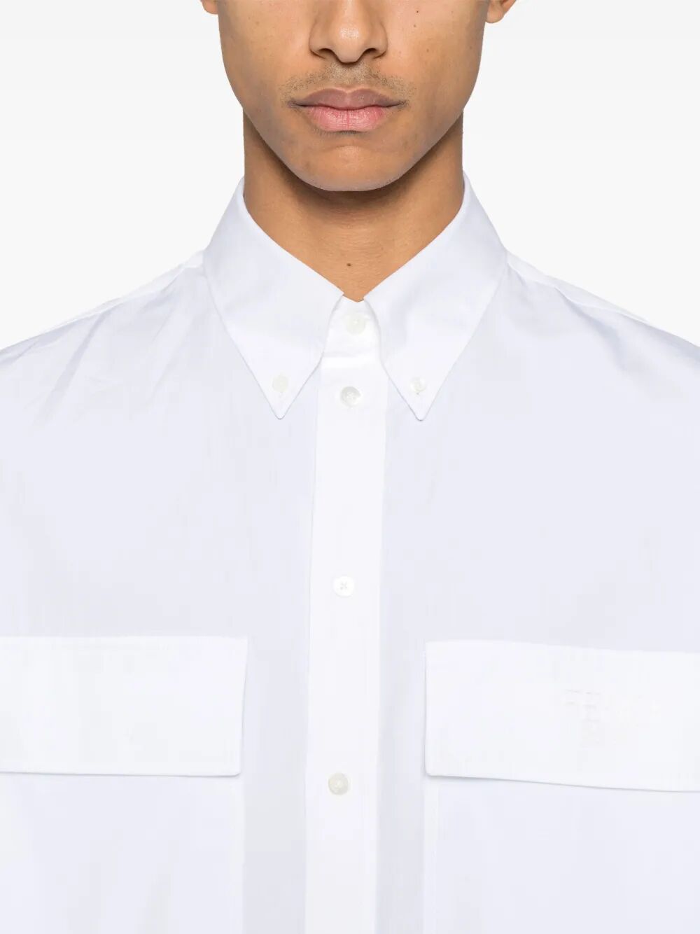 Fendi Men Topstitched Fendi Roma Lettering Cotton Shirt FENDI