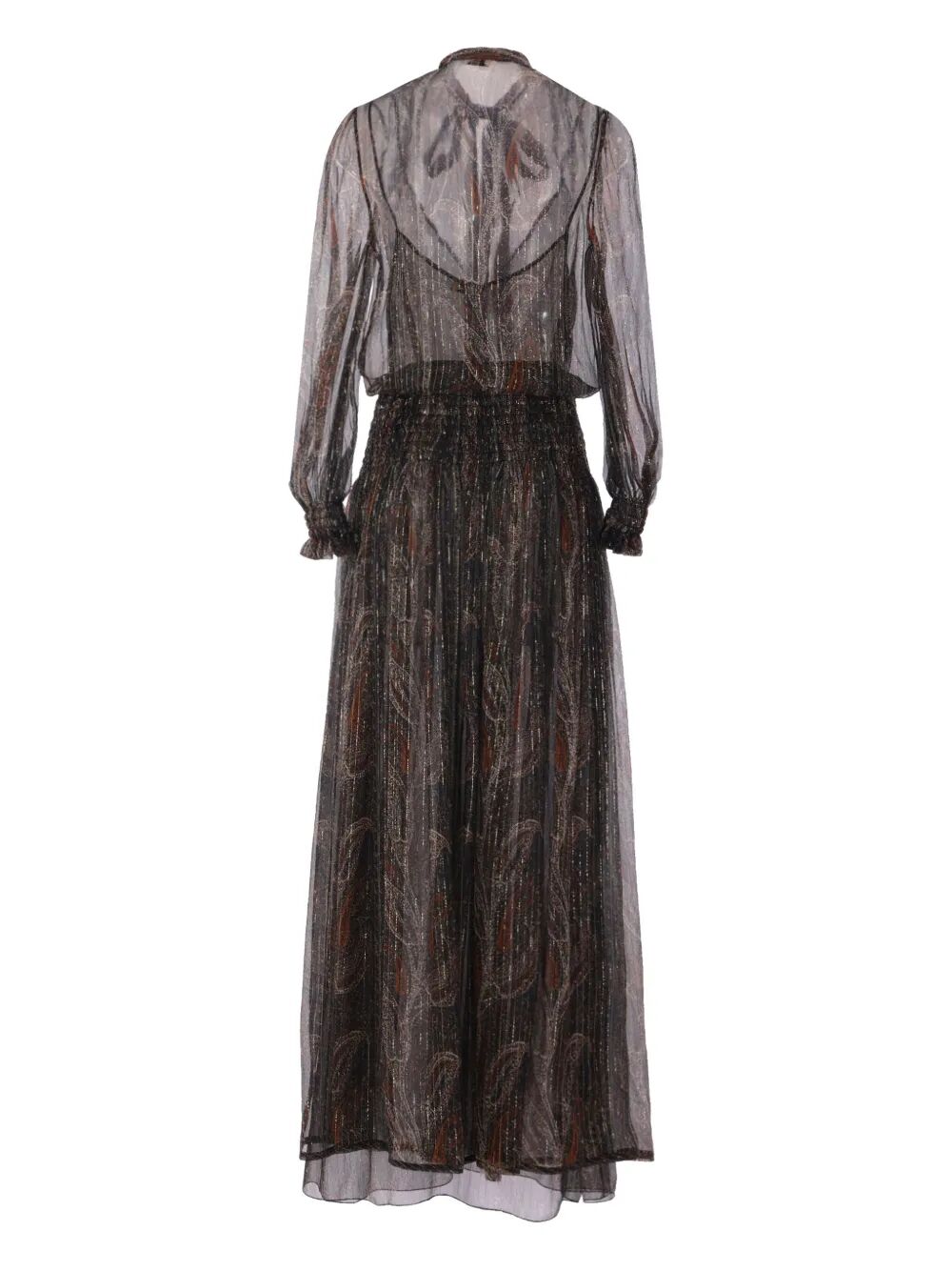 Saint Laurent Women Semi-Sheer Lavallière Maxi Dress In Lurex Paisley SAINT LAURENT
