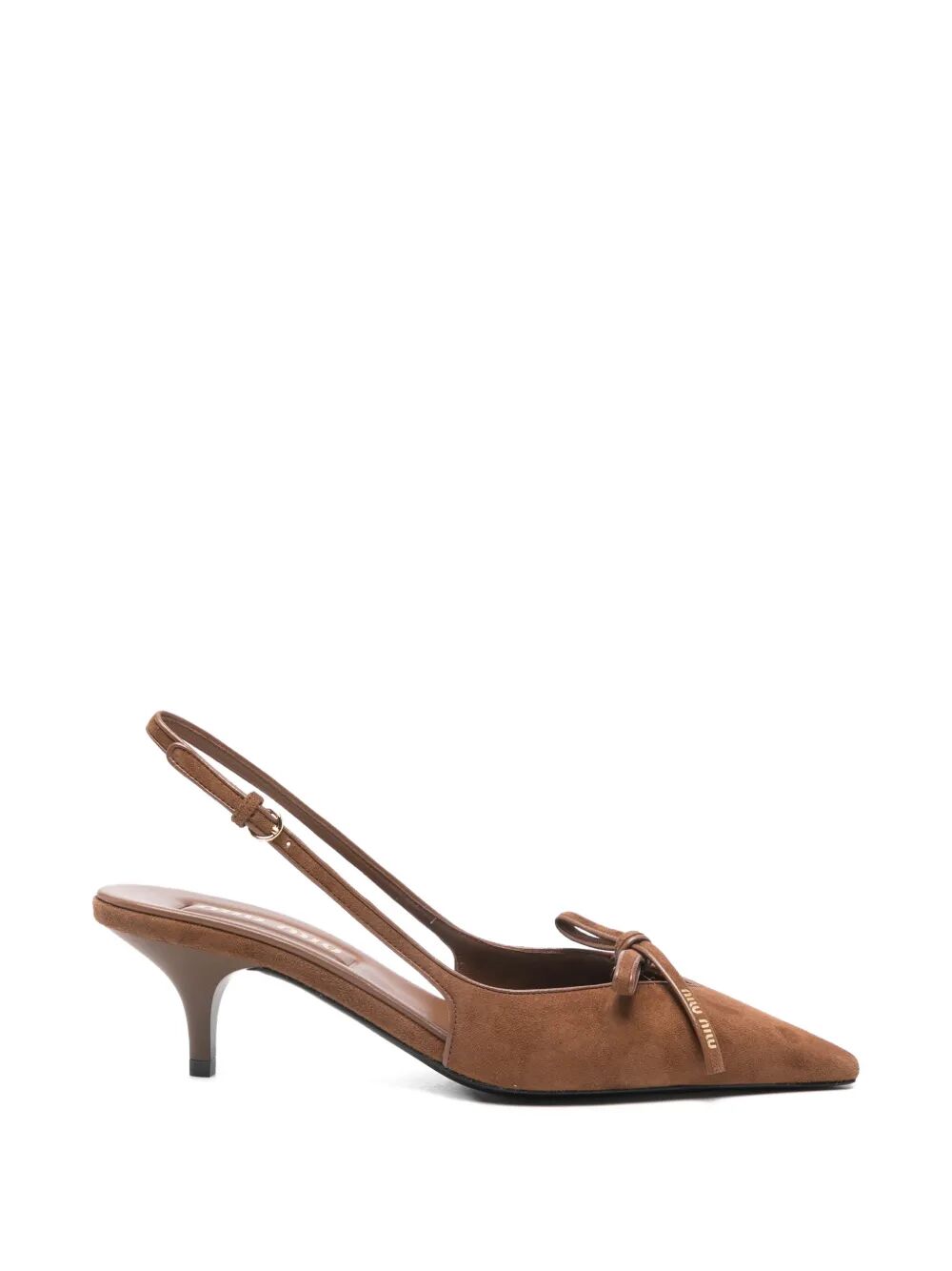 Miu Miu Women Suede Slingback Pumps With Bow MIU MIU