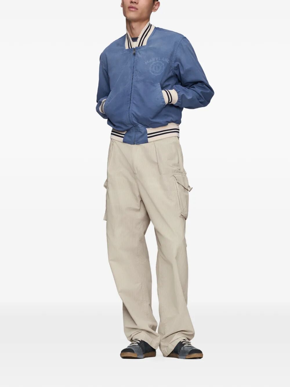 Maison Margiela Men Cotton-Blend Pinstripe Pattern Cargo Trousers MAISON MARGIELA