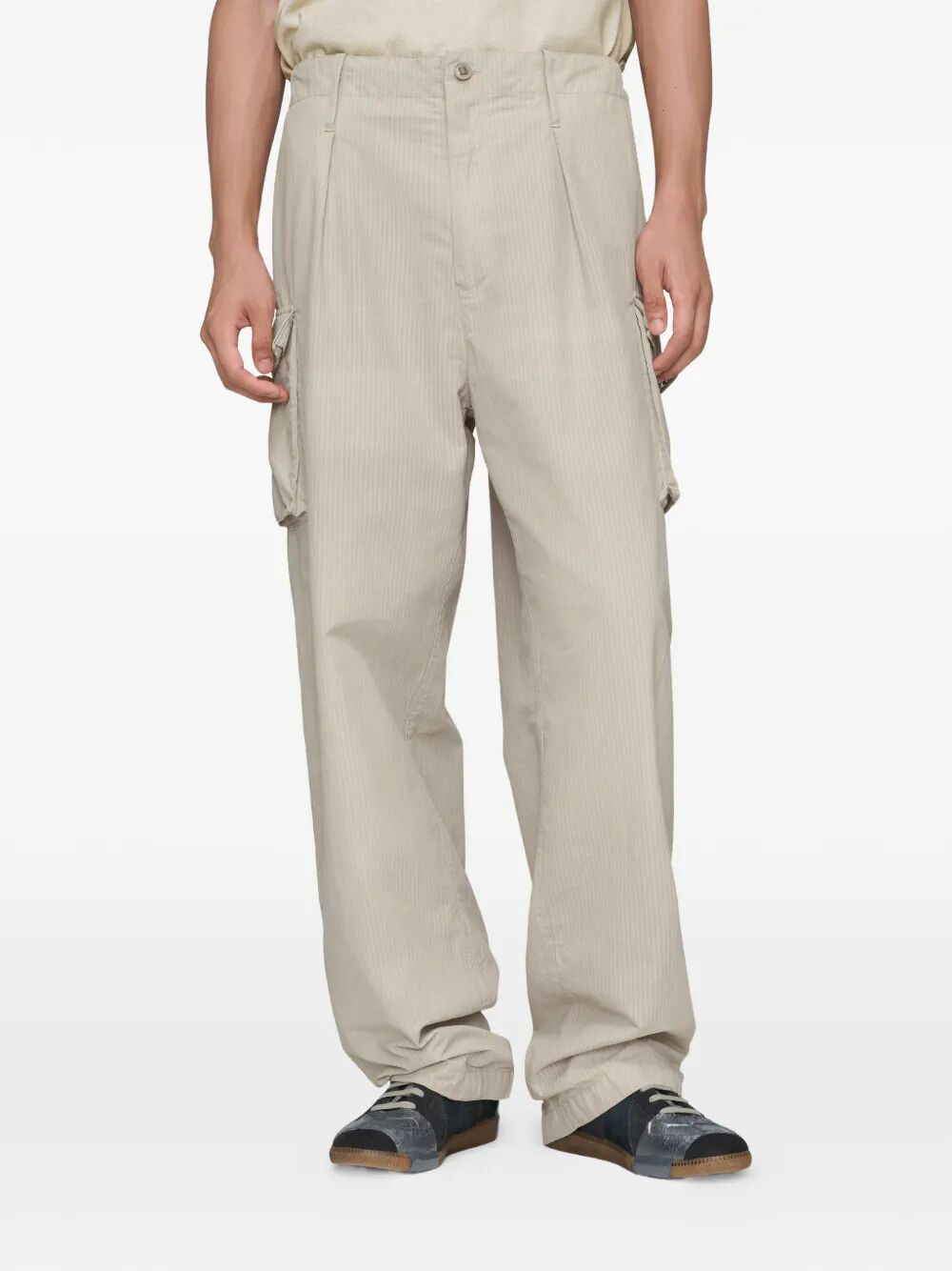 Maison Margiela Men Cotton-Blend Pinstripe Pattern Cargo Trousers MAISON MARGIELA