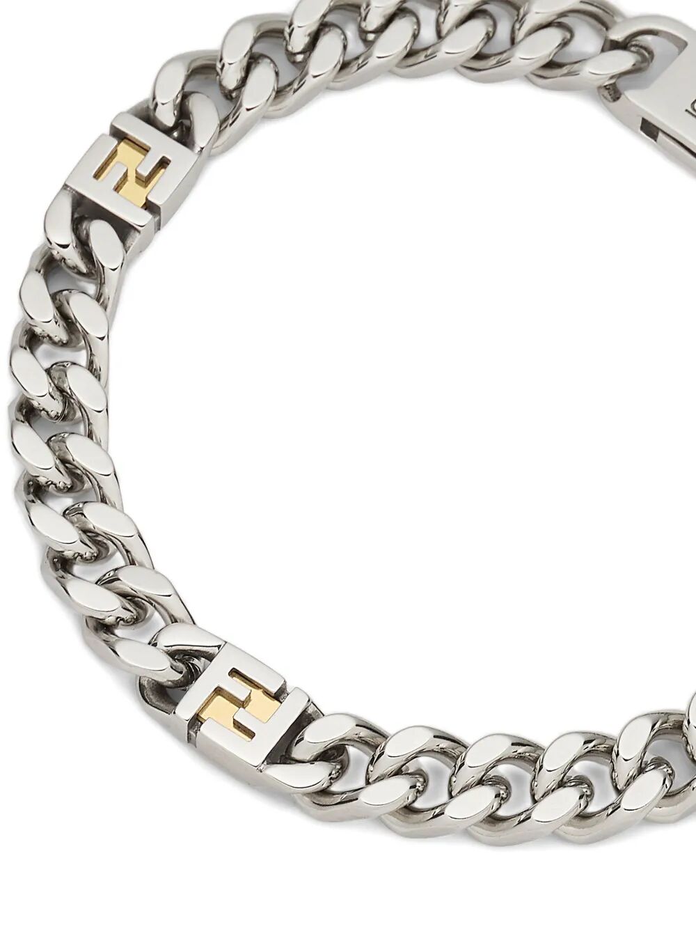 Fendi Men Ff Cube Silver And Gold-Coloured Bracelet FENDI