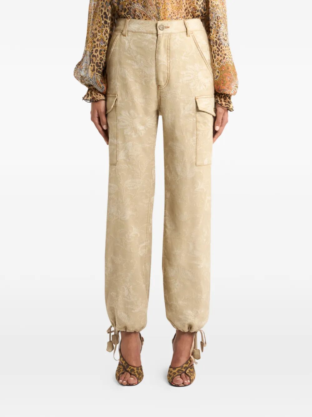 Etro Women Floral Jacquard Canvas Cargo Trousers ETRO