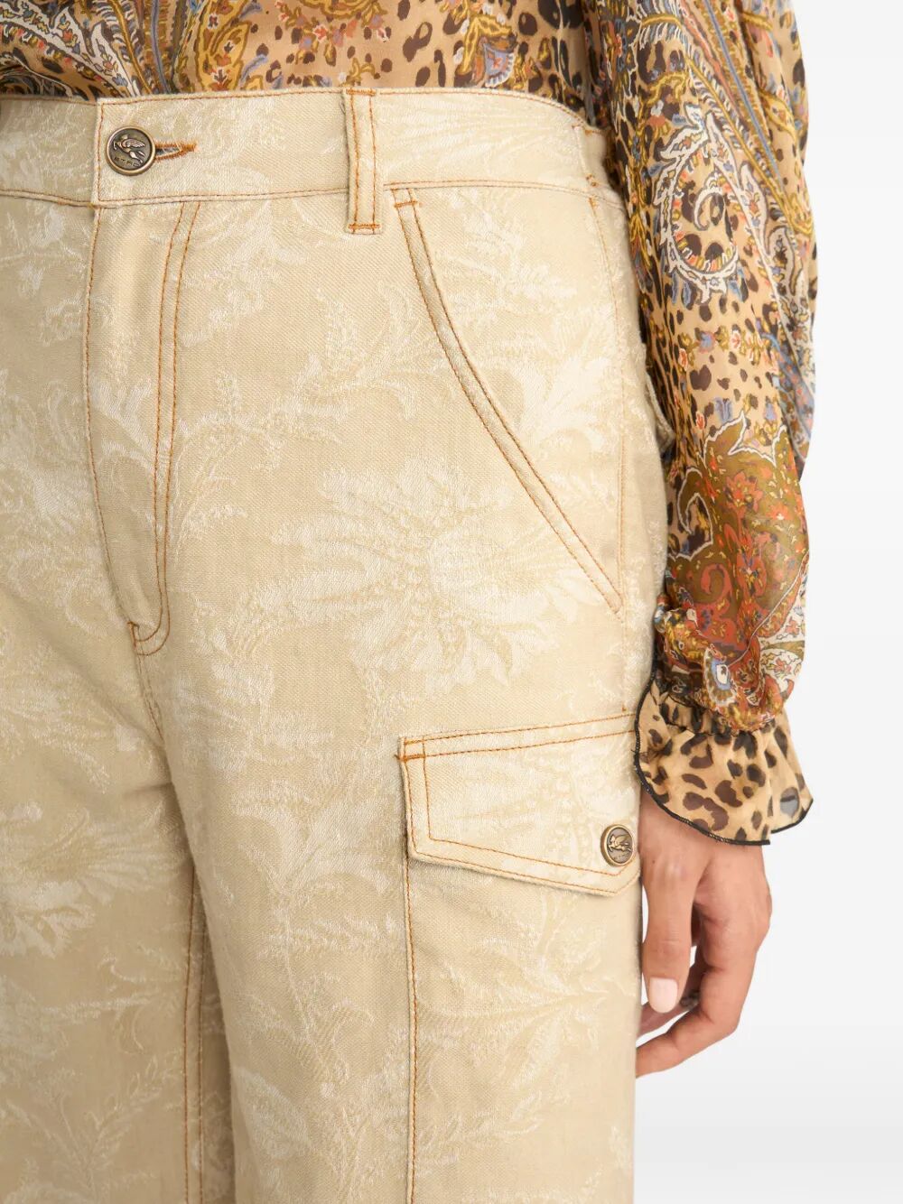 Etro Women Floral Jacquard Canvas Cargo Trousers ETRO
