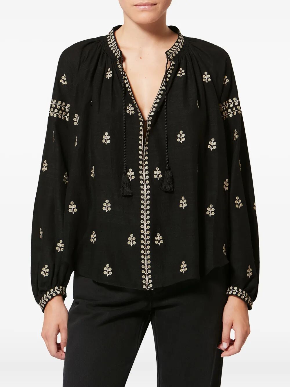 Isabel Marant Women Rodis Embroidered Tussar Silk Blouse ISABEL MARANT