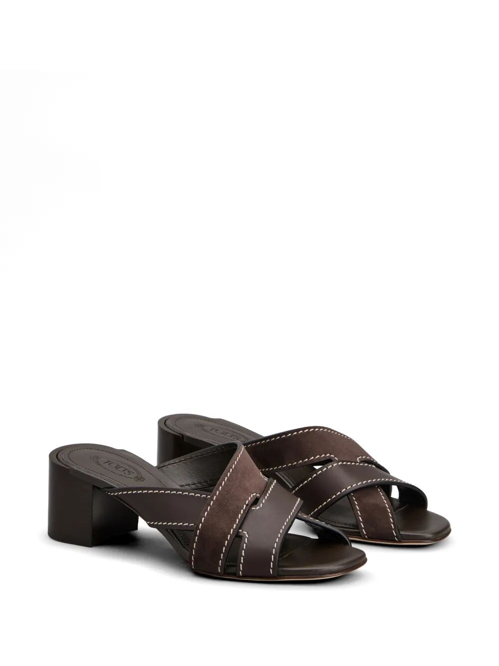 Tod's Women T-Shaped Band Crossing Smooth Leather And Suede Sandals TOD'S