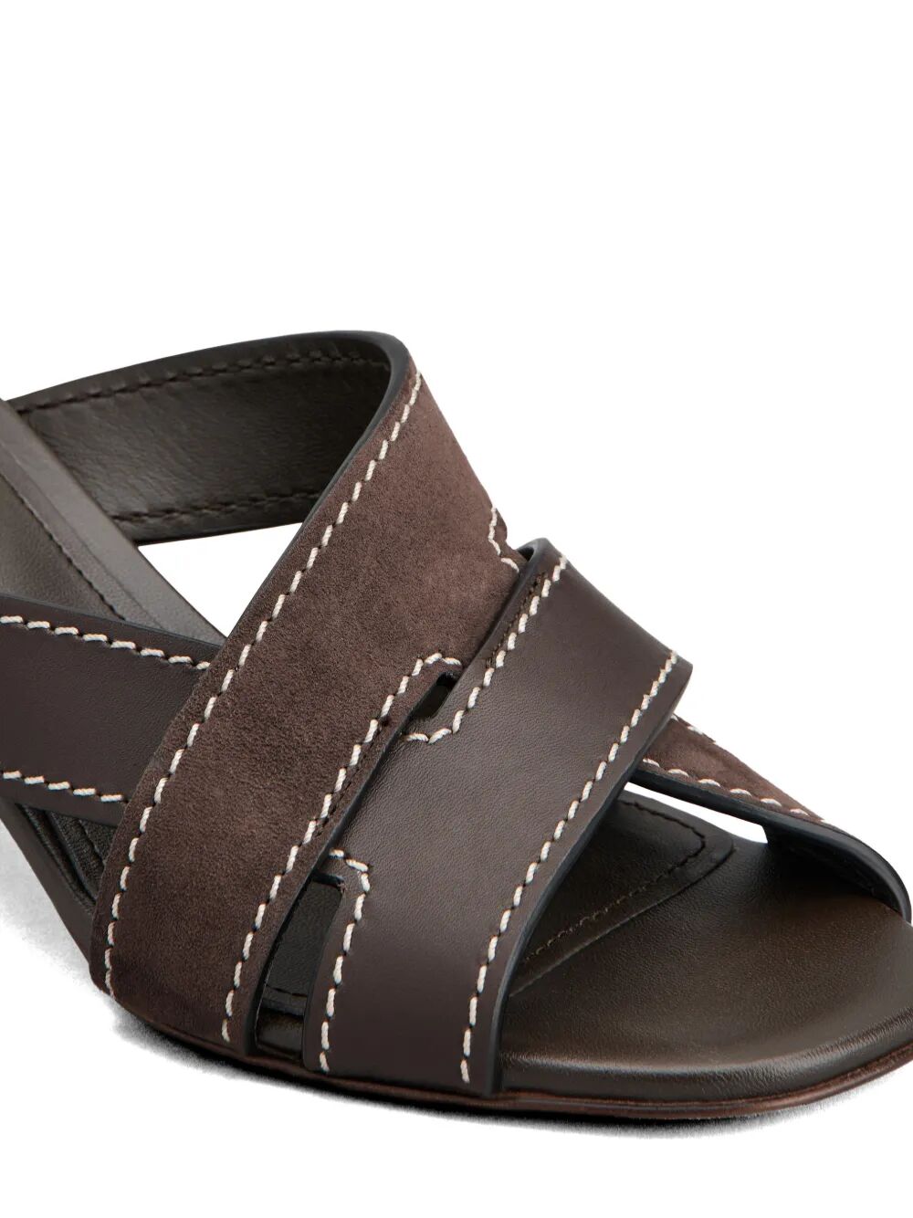 Tod's Women T-Shaped Band Crossing Smooth Leather And Suede Sandals TOD'S