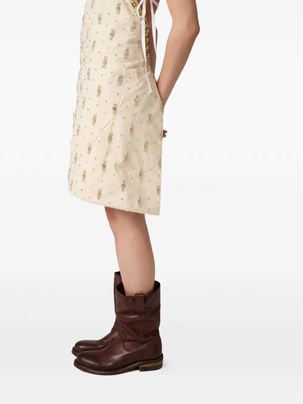 Miu Miu Women Foule Aged Look Leather Booties MIU MIU
