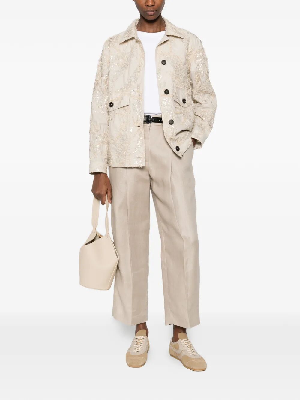 Brunello Cucinelli Women Dazzling Seabed Embroidery Outerwear Jacket In Techno Cotton Poplin BRUNELLO CUCINELLI